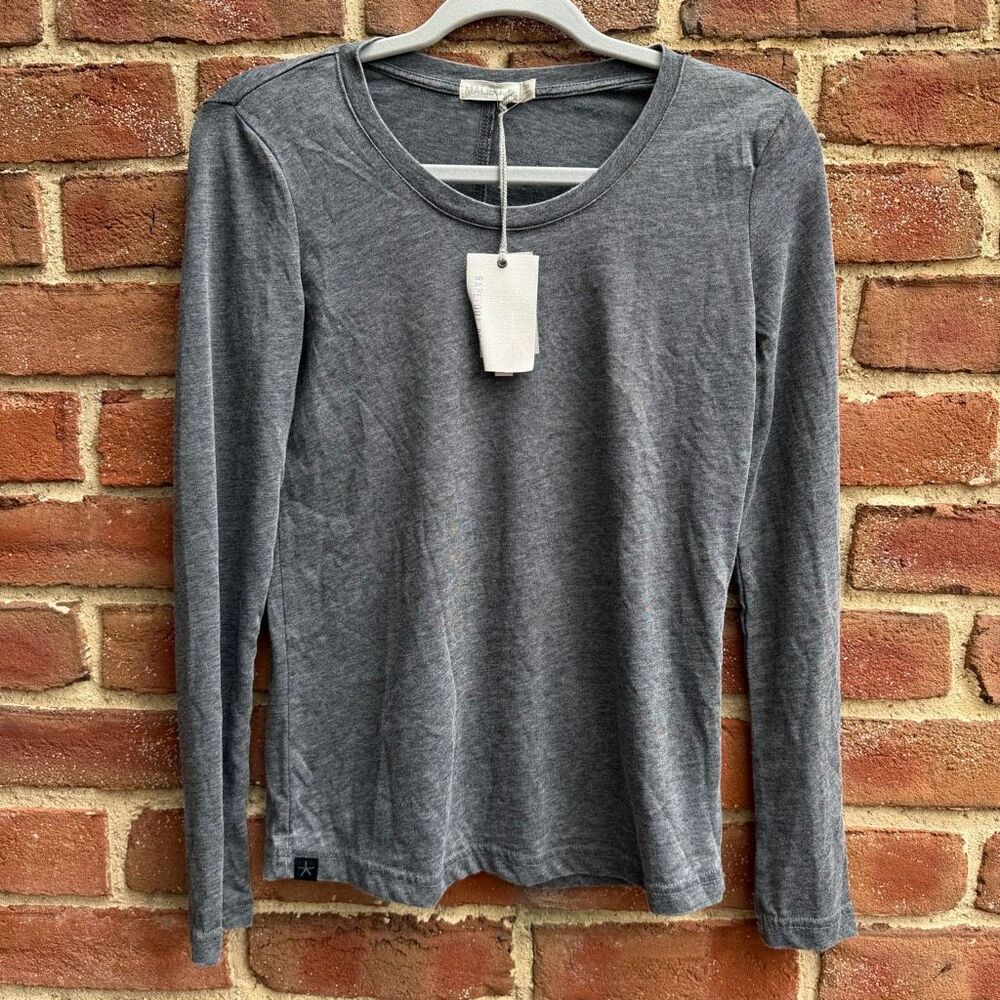 Barefoot Dreams Women's Malibu Collection Long Sleeve Burnout Tee Black XS NWT